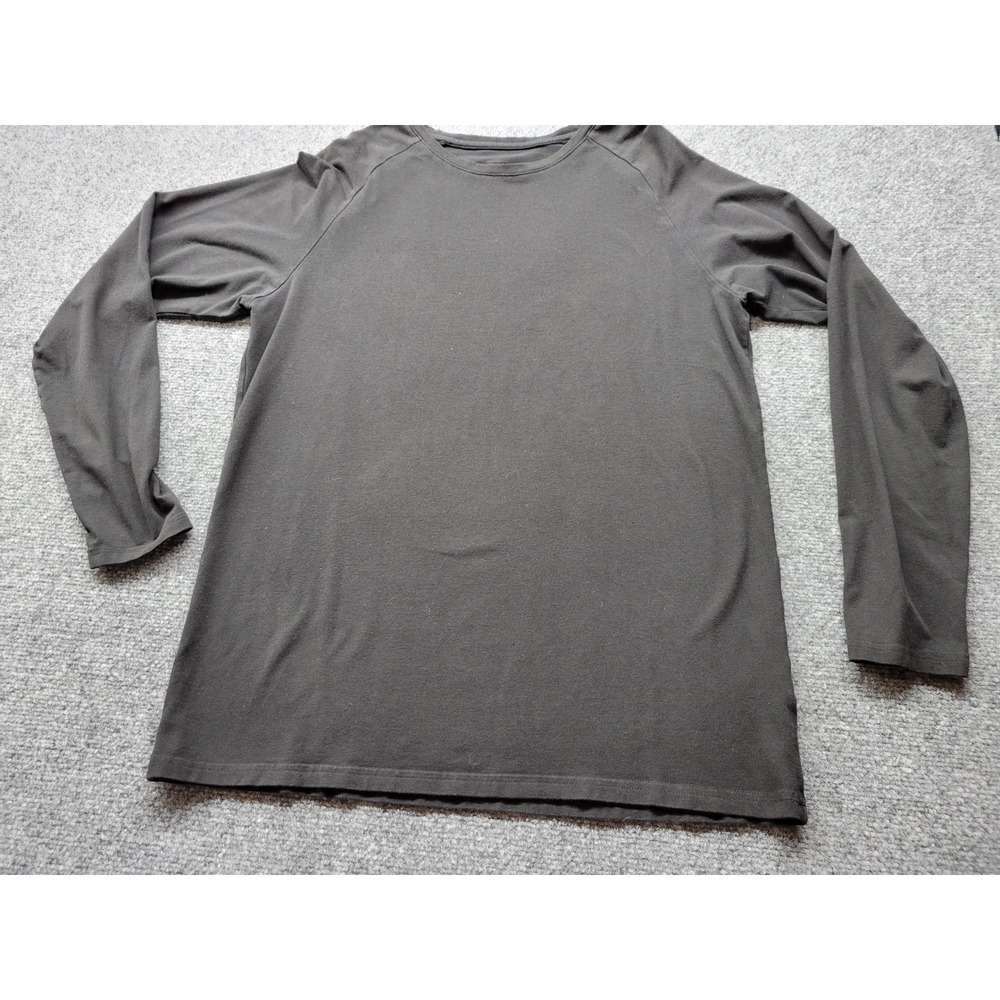Alphalete Mens Long Sleeve Performance Shirt Black Crew Neck Size Large